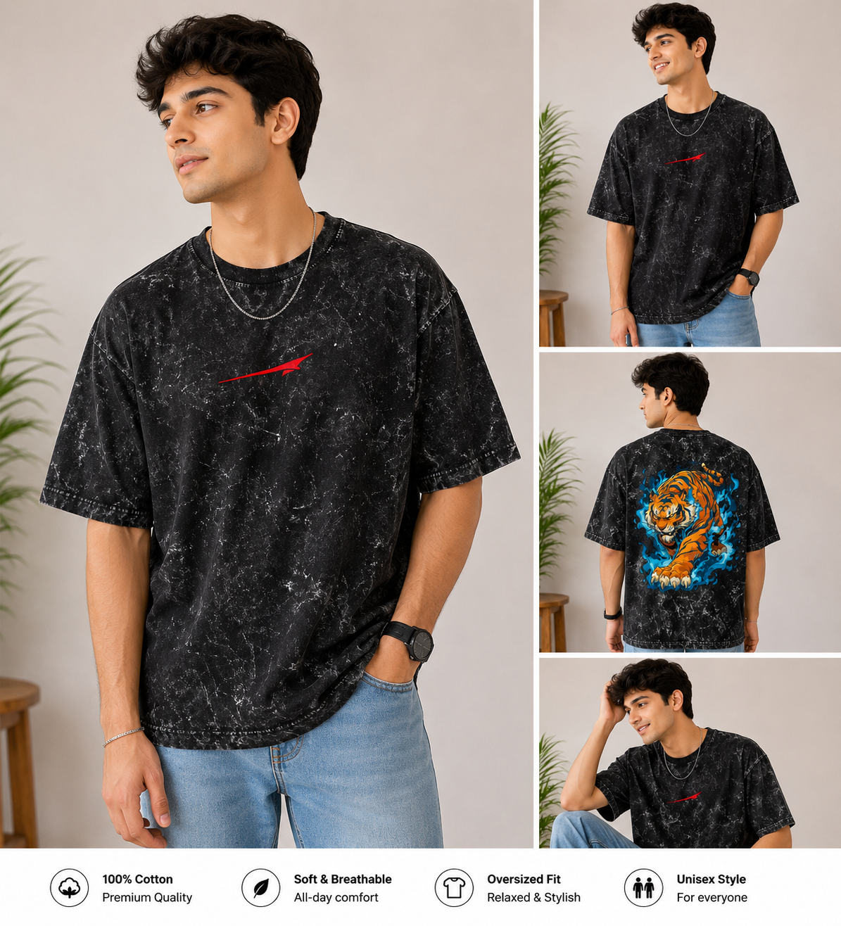 Unisex Acid Washed Oversized Tee